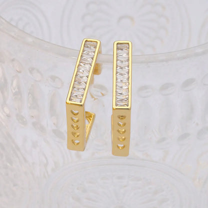 1 Pair Ig Style Geometric Plating Inlay Brass Zircon 18k Gold Plated Ear Studs