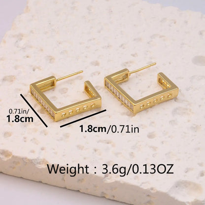 1 Pair Ig Style Geometric Plating Inlay Brass Zircon 18k Gold Plated Ear Studs