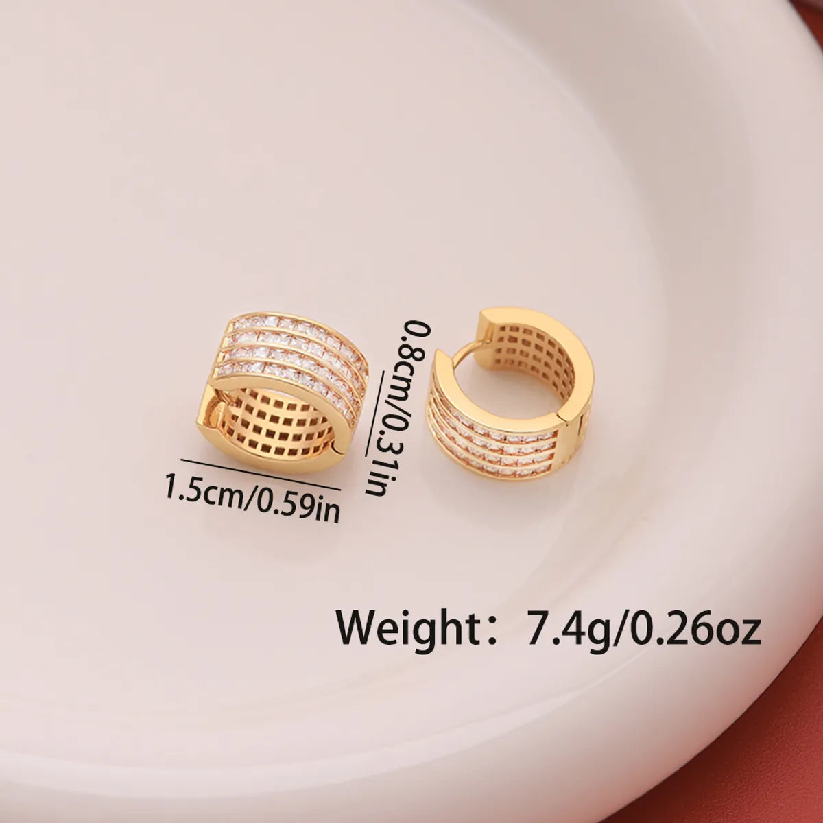 1 Pair Ig Style Geometric Plating Inlay Copper Zircon 18k Gold Plated Hoop Earrings