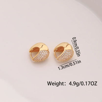 1 Pair Ig Style Geometric Plating Inlay Copper Zircon 18k Gold Plated Hoop Earrings