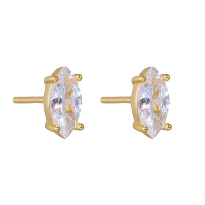 1 Pair Ig Style Geometric Plating Inlay Sterling Silver Zircon 14k Gold Plated Rhodium Plated Ear Studs