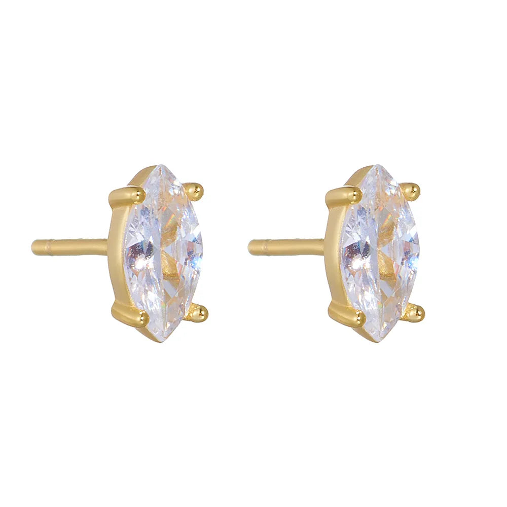 1 Pair Ig Style Geometric Plating Inlay Sterling Silver Zircon 14k Gold Plated Rhodium Plated Ear Studs