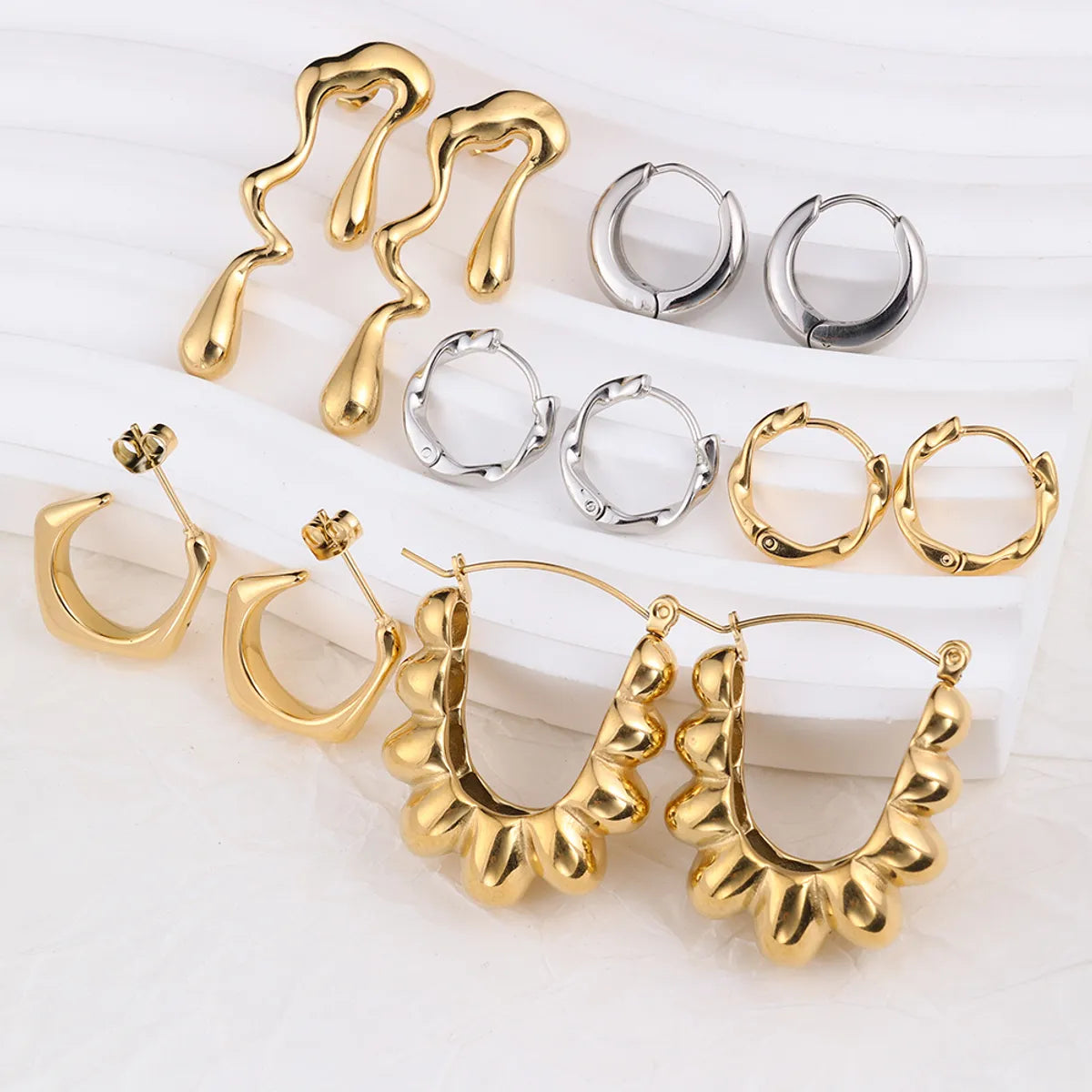 1 Pair IG Style Geometric Plating 304 Stainless Steel Earrings