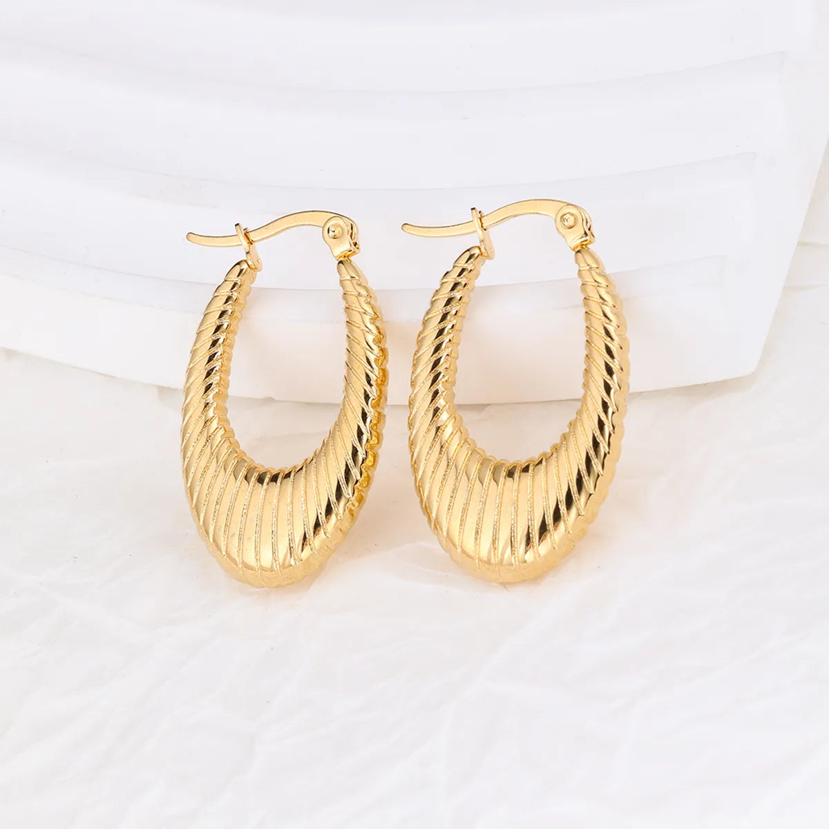 1 Pair IG Style Geometric Plating Stainless Steel Hoop Earrings