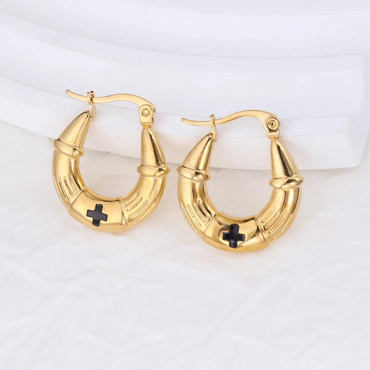 1 Pair IG Style Geometric Plating Stainless Steel Hoop Earrings