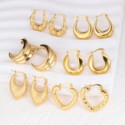 1 Pair IG Style Geometric Plating Stainless Steel Hoop Earrings