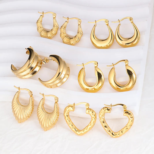 1 Pair IG Style Geometric Plating Stainless Steel Hoop Earrings