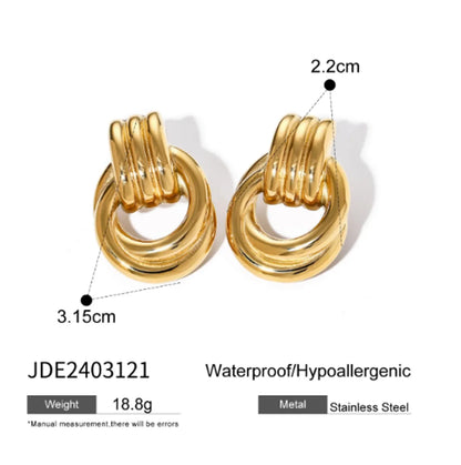 1 Pair IG Style Geometric Solid Color Plating 316 Stainless Steel  18K Gold Plated Drop Earrings