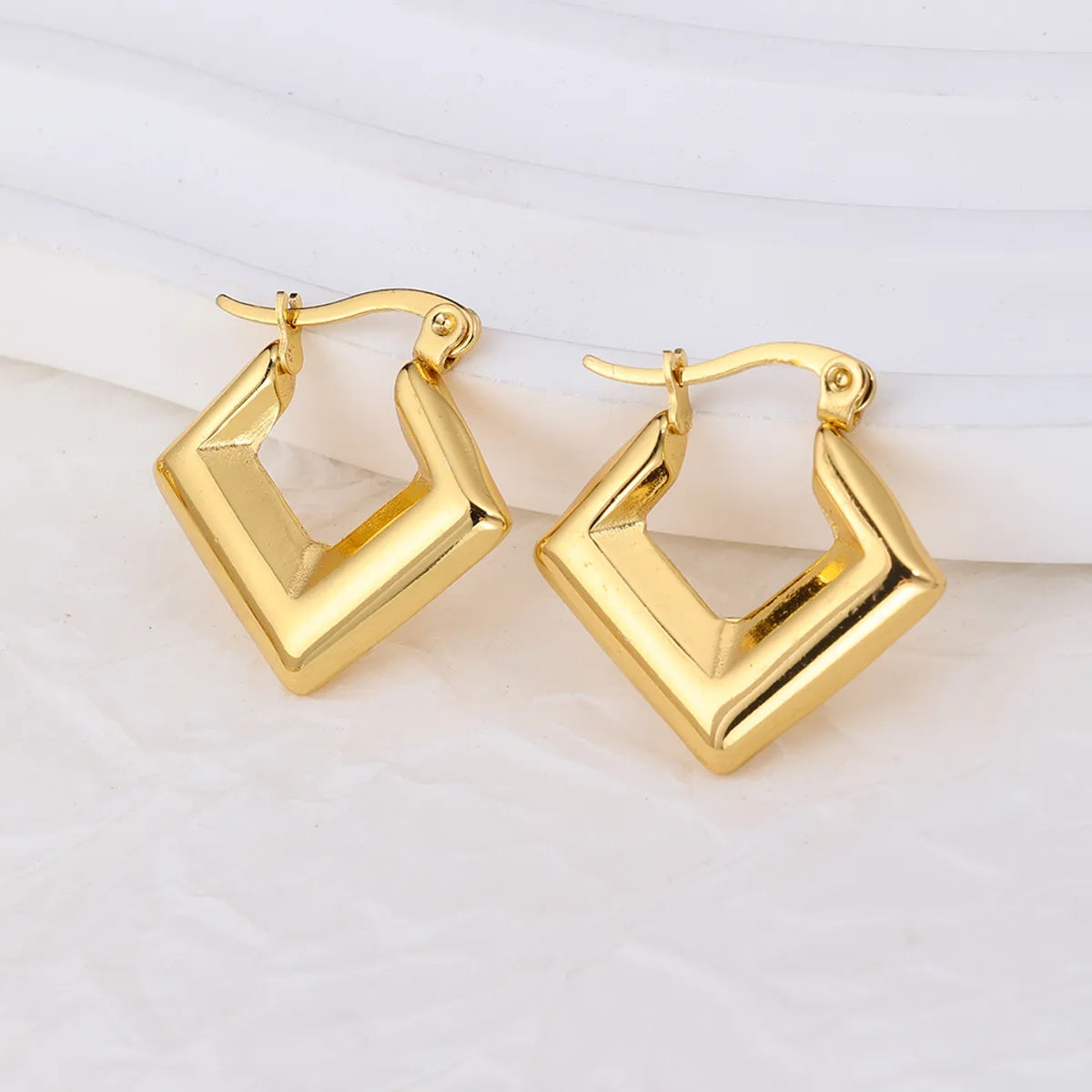 1 Pair IG Style Geometric Solid Color Plating Stainless Steel Hoop Earrings