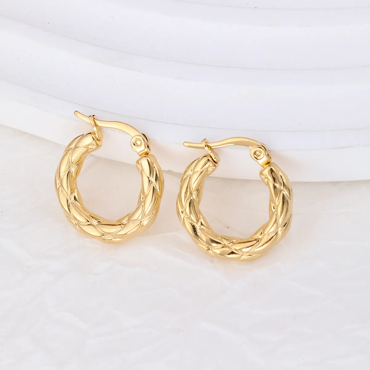 1 Pair IG Style Geometric Solid Color Plating Stainless Steel Hoop Earrings