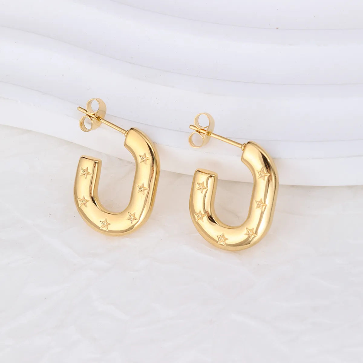 1 Pair IG Style Geometric Solid Color Plating Stainless Steel Hoop Earrings