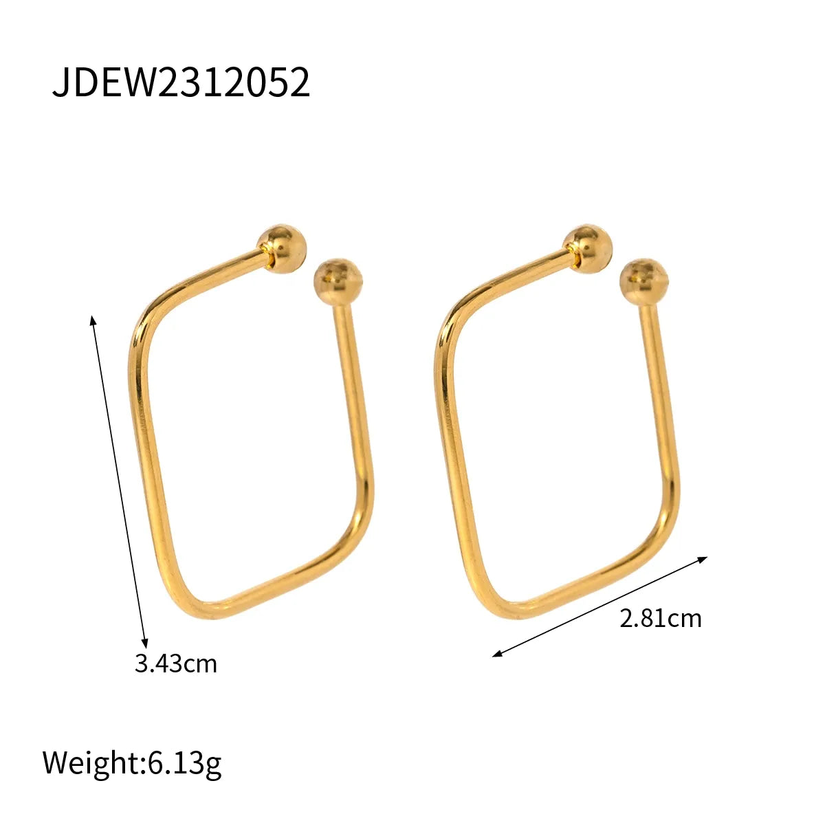 1 Pair IG Style Geometric Stainless Steel 18K Gold Plated Ear Cuffs