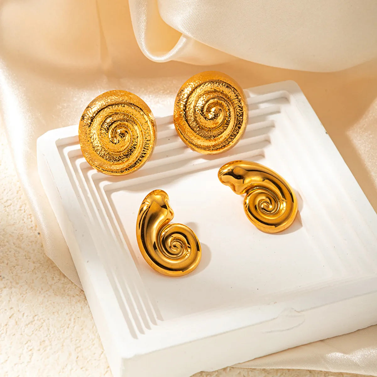 1 Pair IG Style Geometric Stainless Steel Gold Plated Ear Studs