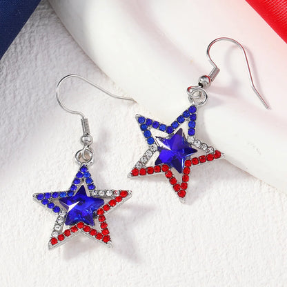 1 Pair IG Style Geometric Star Inlay Alloy Rhinestones Drop Earrings