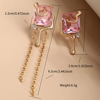 1 Pair Ig Style Glam Geometric Plating Inlay Alloy Copper Alloy Artificial Gemstones 18k Gold Plated Earrings