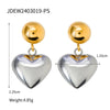 1 Pair IG Style Heart Shape 304 Stainless Steel 18K Gold Plated Drop Earrings