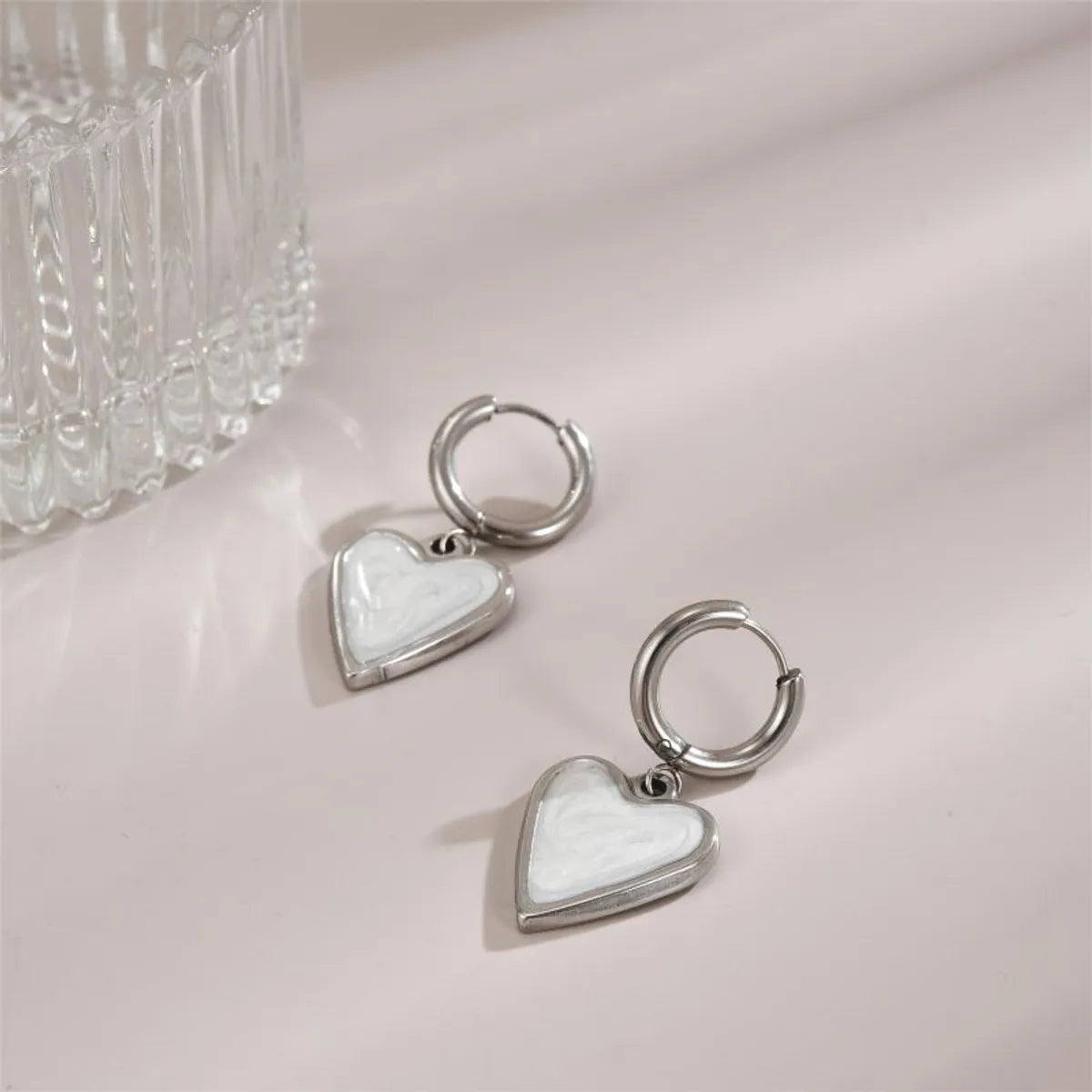 1 Pair Ig Style Heart Shape Enamel Plating Stainless Steel 18k Gold Plated Drop Earrings