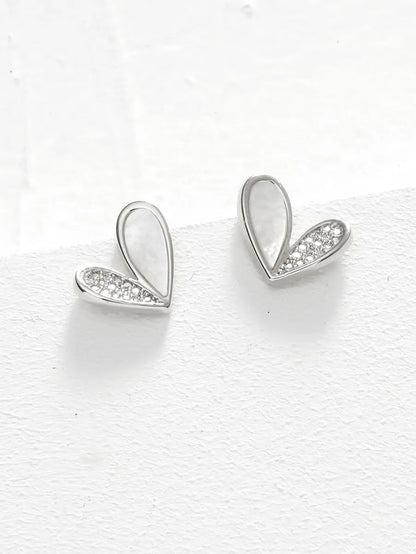 1 Pair Ig Style Heart Shape Inlay Stainless Steel Rhinestones Ear Studs