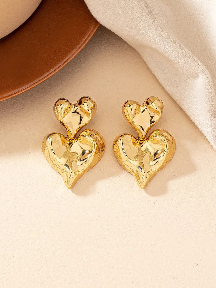 1 Pair Ig Style Heart Shape Plating Alloy Drop Earrings