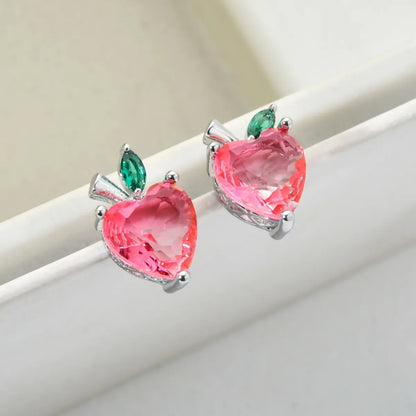 1 Pair Ig Style Heart Shape Plating Inlay Copper Zircon White Gold Plated Ear Studs