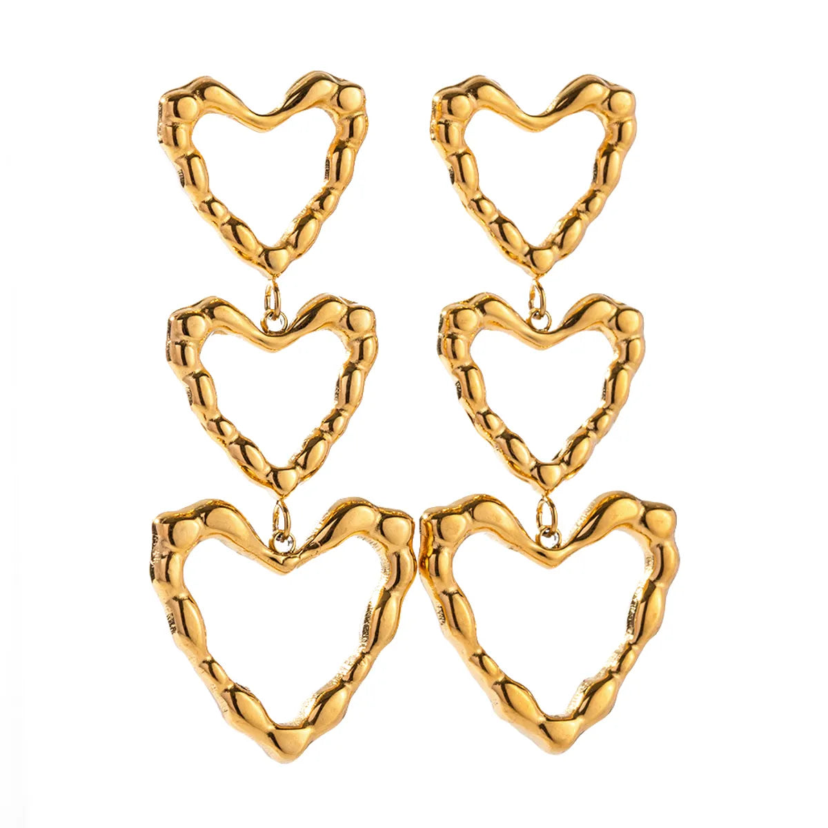 1 Pair Ig Style Heart Shape Plating Stainless Steel 18k Gold Plated Drop Earrings