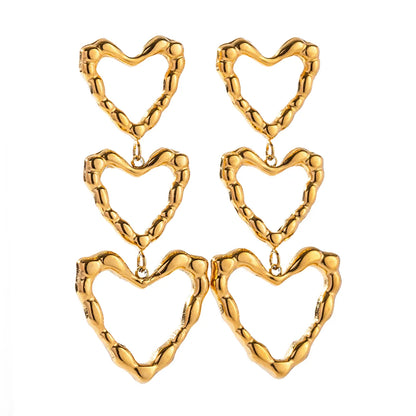 1 Pair Ig Style Heart Shape Plating Stainless Steel 18k Gold Plated Drop Earrings