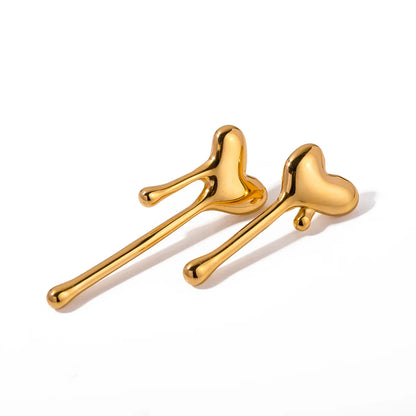 1 Pair Ig Style Heart Shape Plating Stainless Steel 18k Gold Plated Ear Studs