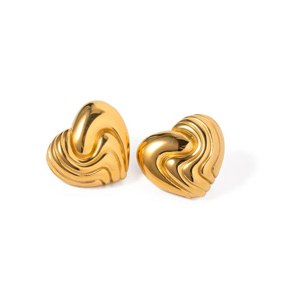 1 Pair Ig Style Heart Shape Plating Stainless Steel 18k Gold Plated Ear Studs