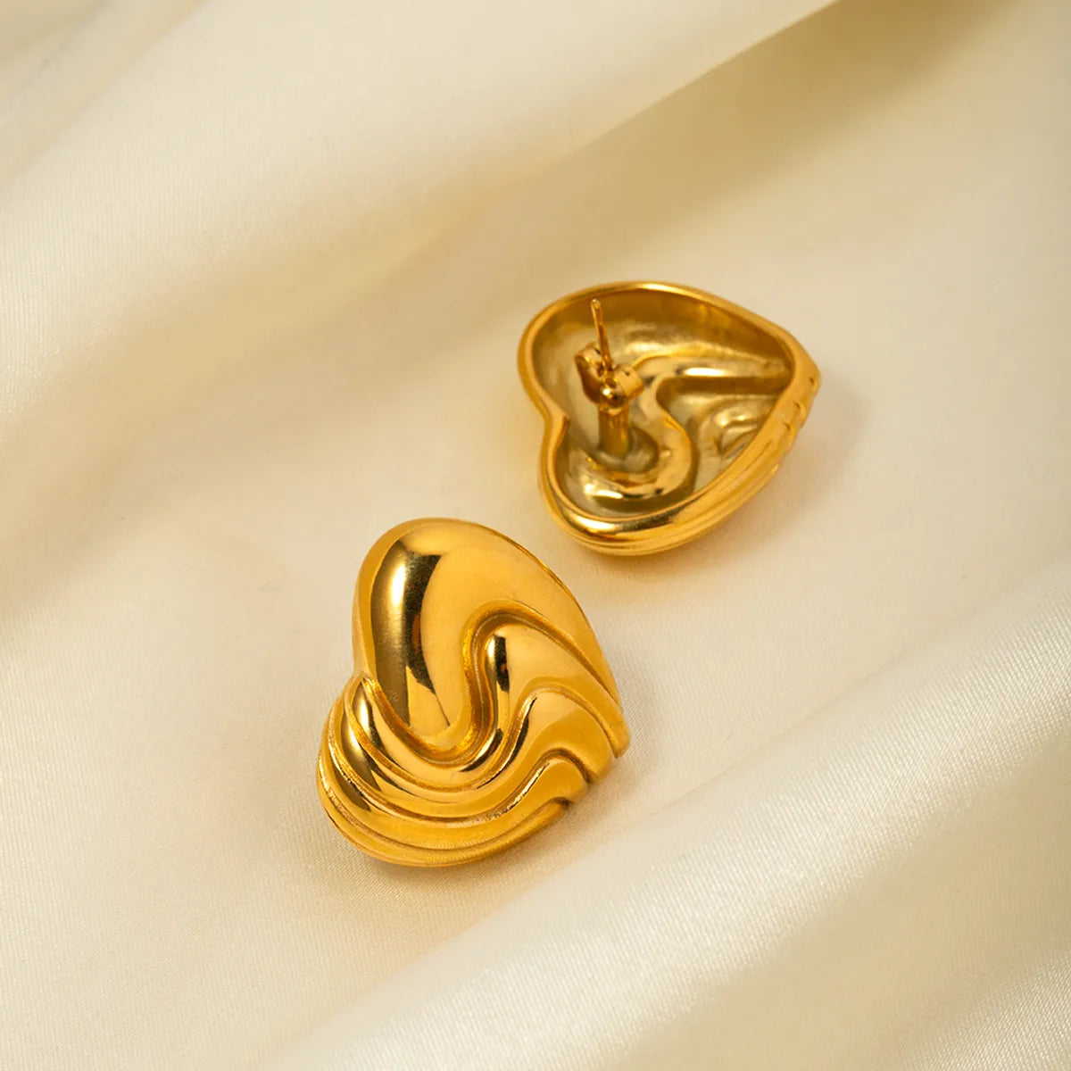 1 Pair Ig Style Heart Shape Plating Stainless Steel 18k Gold Plated Ear Studs