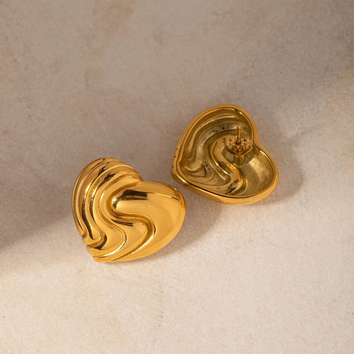 1 Pair Ig Style Heart Shape Plating Stainless Steel 18k Gold Plated Ear Studs