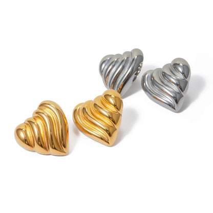 1 Pair Ig Style Heart Shape Plating Stainless Steel 18k Gold Plated Ear Studs