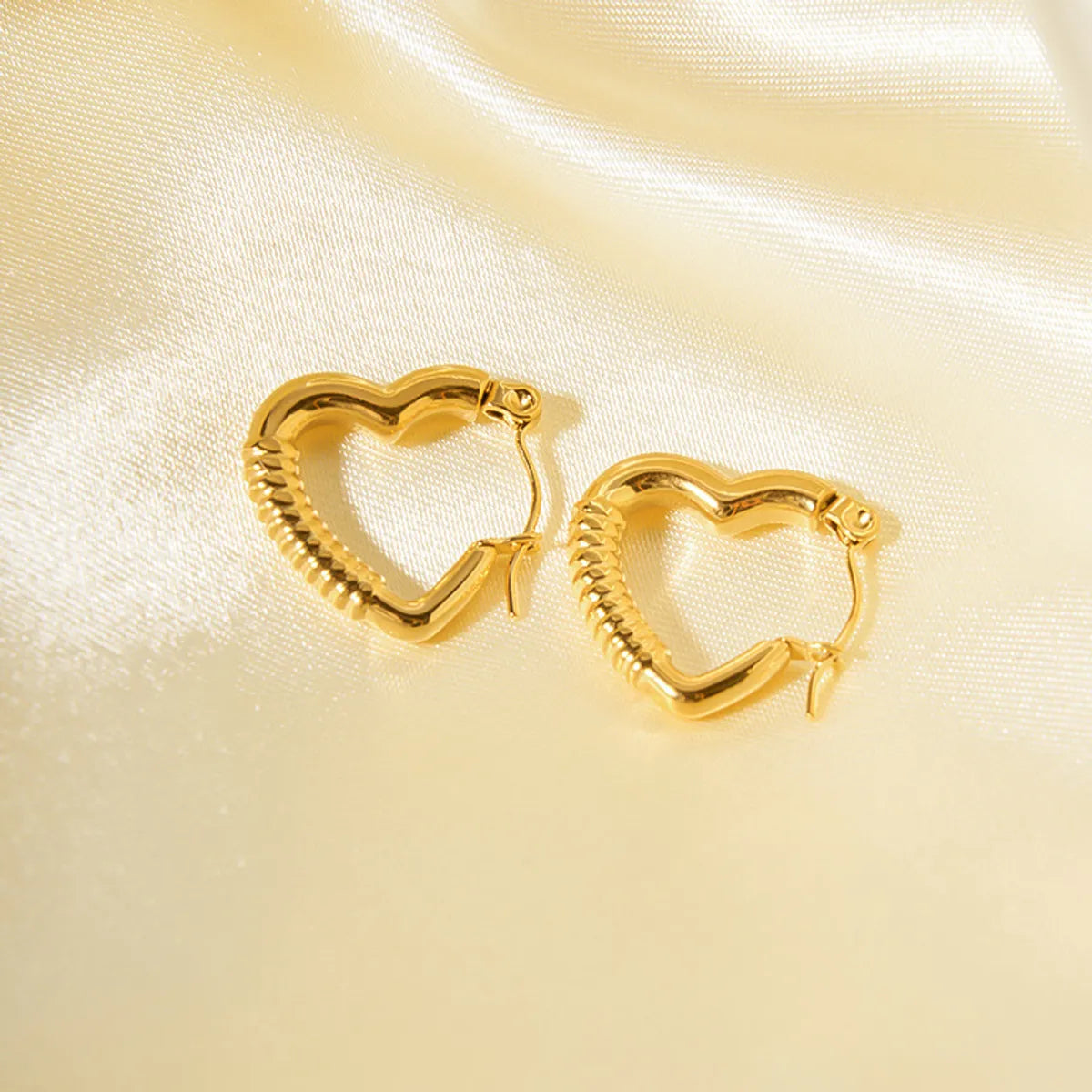 1 Pair Ig Style Heart Shape Plating Stainless Steel 18k Gold Plated Earrings