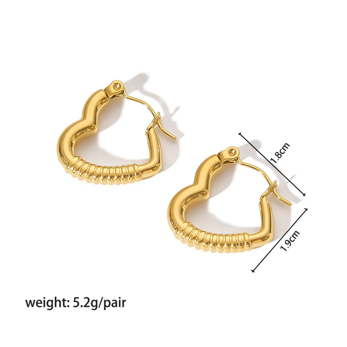 1 Pair Ig Style Heart Shape Plating Stainless Steel 18k Gold Plated Earrings