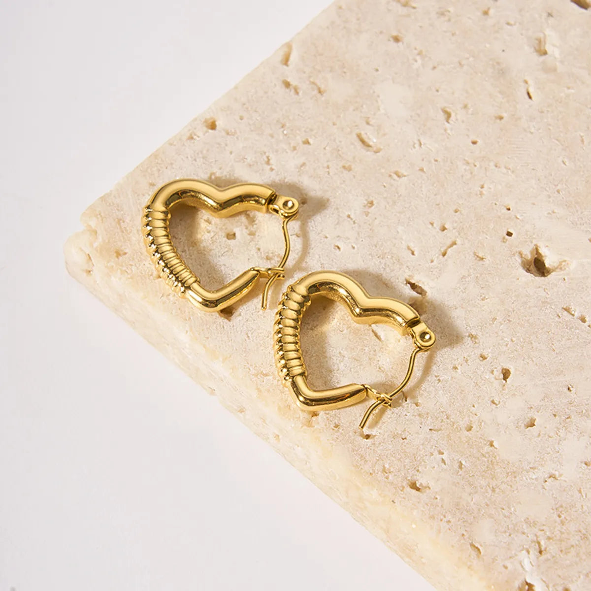 1 Pair Ig Style Heart Shape Plating Stainless Steel 18k Gold Plated Earrings