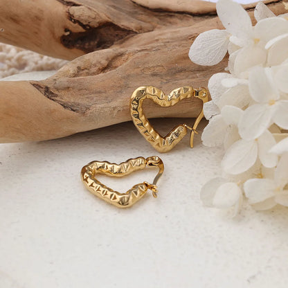 1 Pair Ig Style Heart Shape Plating Stainless Steel Ear Studs