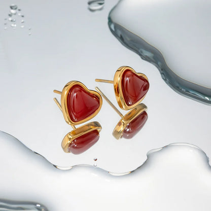 1 Pair IG Style Heart Shape Plating Stainless Steel Ear Studs