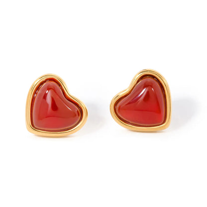 1 Pair IG Style Heart Shape Plating Stainless Steel Ear Studs