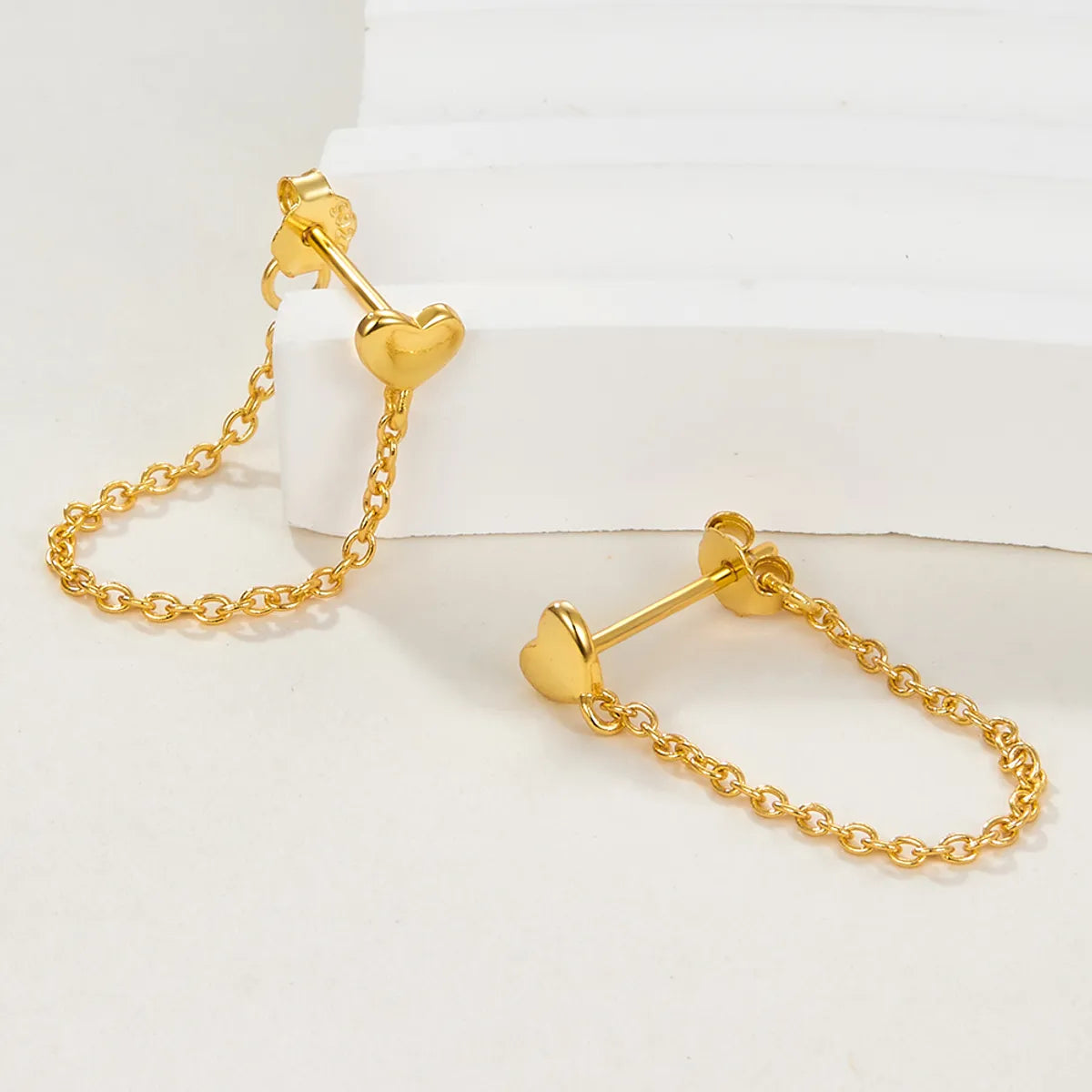 1 Pair Ig Style Heart Shape Plating Sterling Silver 18k Gold Plated White Gold Plated Earrings