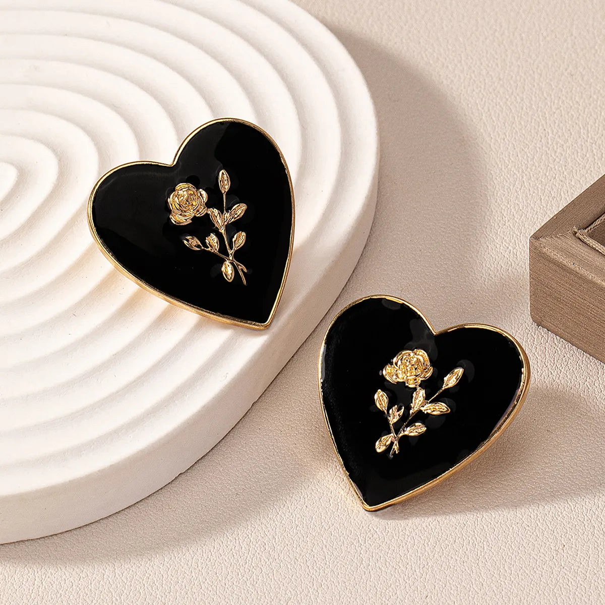 1 Pair IG Style Heart Shape Rose Alloy Ear Studs