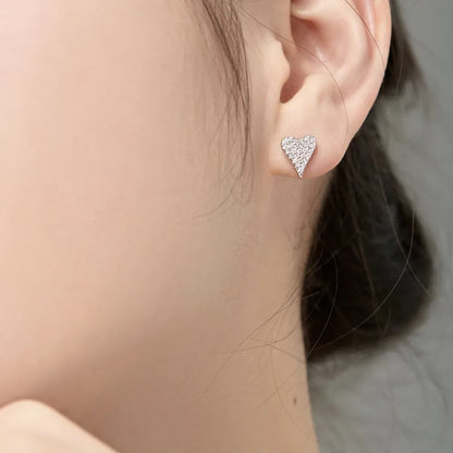 1 Pair IG Style Heart Shape Sterling Silver 18K Gold Plated Ear Studs