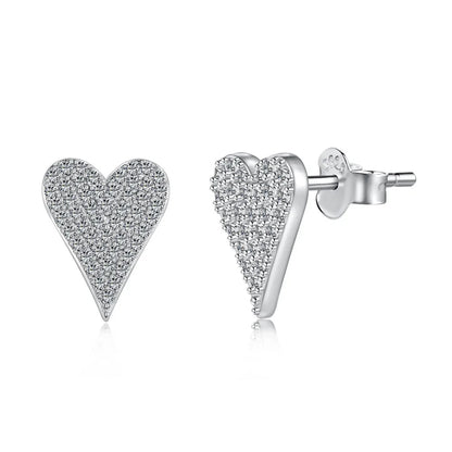 1 Pair IG Style Heart Shape Sterling Silver 18K Gold Plated Ear Studs