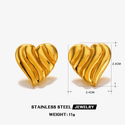 1 Pair IG Style Heart Shape Wings 304 Stainless Steel 18K Gold Plated Ear Studs