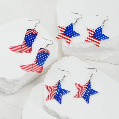 1 Pair IG Style Hip-Hop National Flag Letter Eagle Arylic Drop Earrings