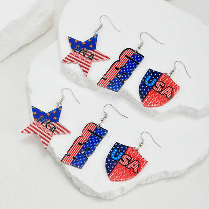 1 Pair IG Style Hip-Hop National Flag Letter Eagle Arylic Drop Earrings