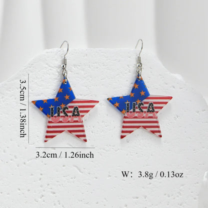 1 Pair IG Style Hip-Hop National Flag Letter Eagle Arylic Drop Earrings