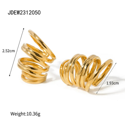 1 Pair IG Style Irregular Lines Plating 304 Stainless Steel 18K Gold Plated Ear Cuffs