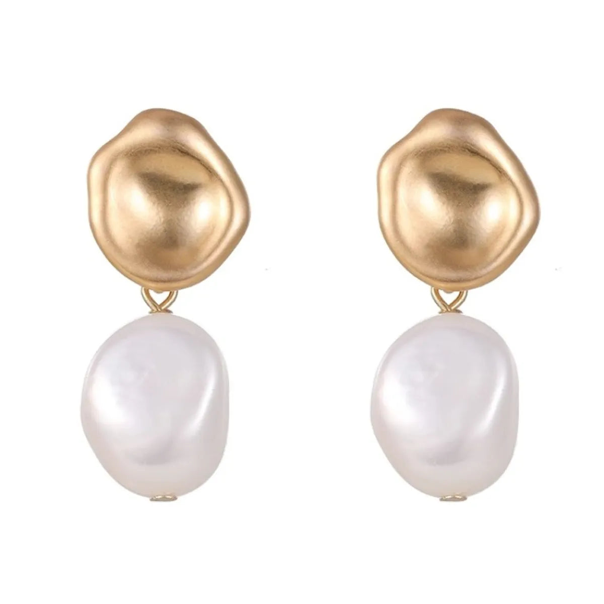 1 Pair IG Style Irregular Plating Alloy Freshwater Pearl Drop Earrings