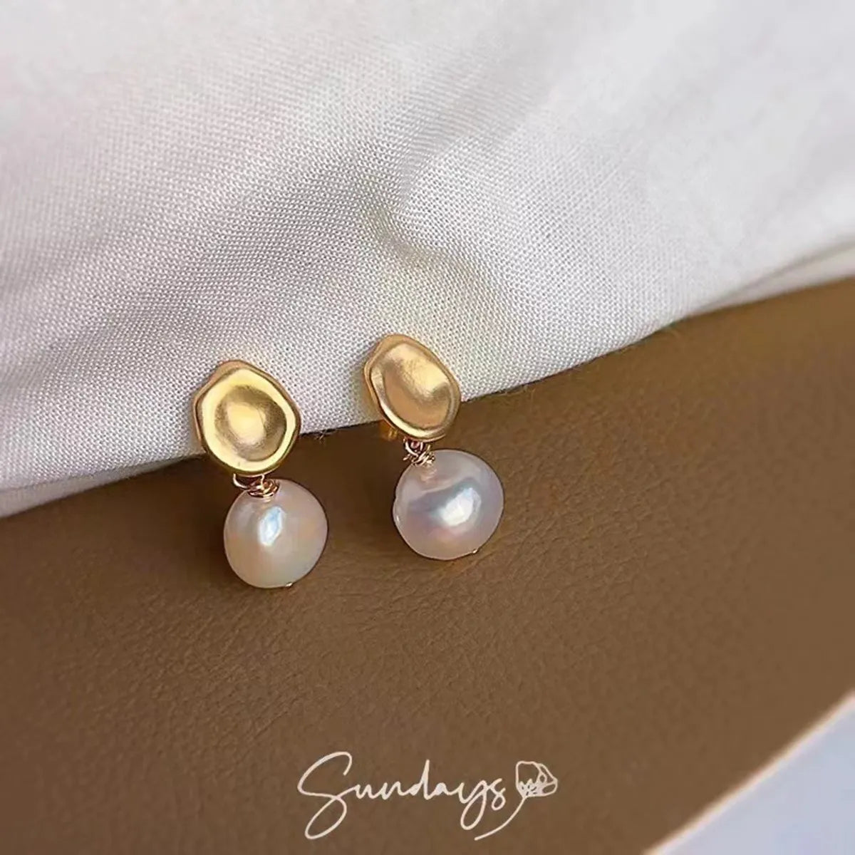 1 Pair IG Style Irregular Plating Alloy Freshwater Pearl Drop Earrings