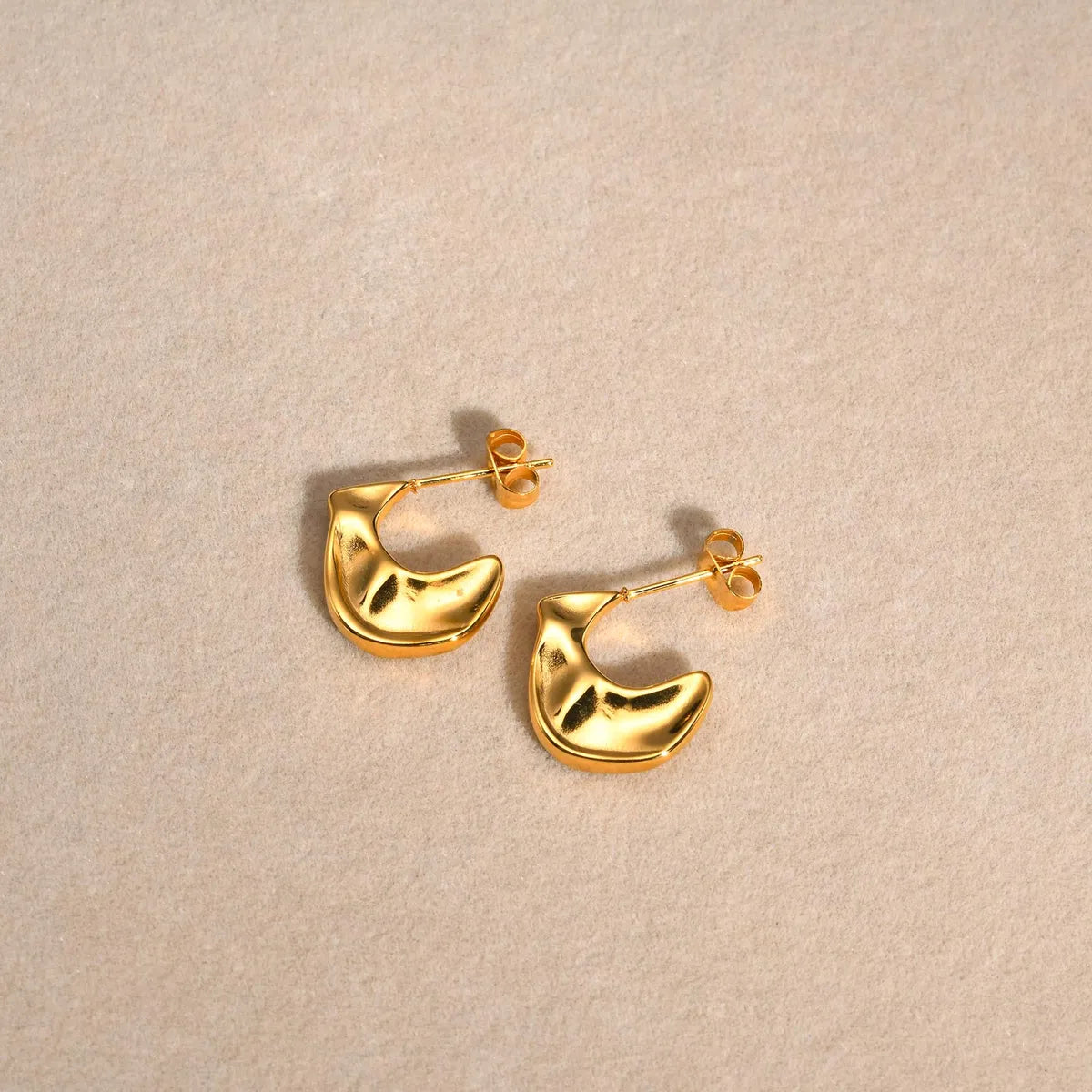 1 Pair Ig Style Irregular Plating Pleated Stainless Steel 18k Gold Plated Ear Studs