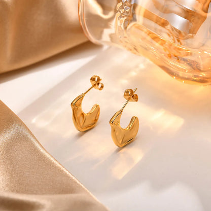 1 Pair Ig Style Irregular Plating Pleated Stainless Steel 18k Gold Plated Ear Studs